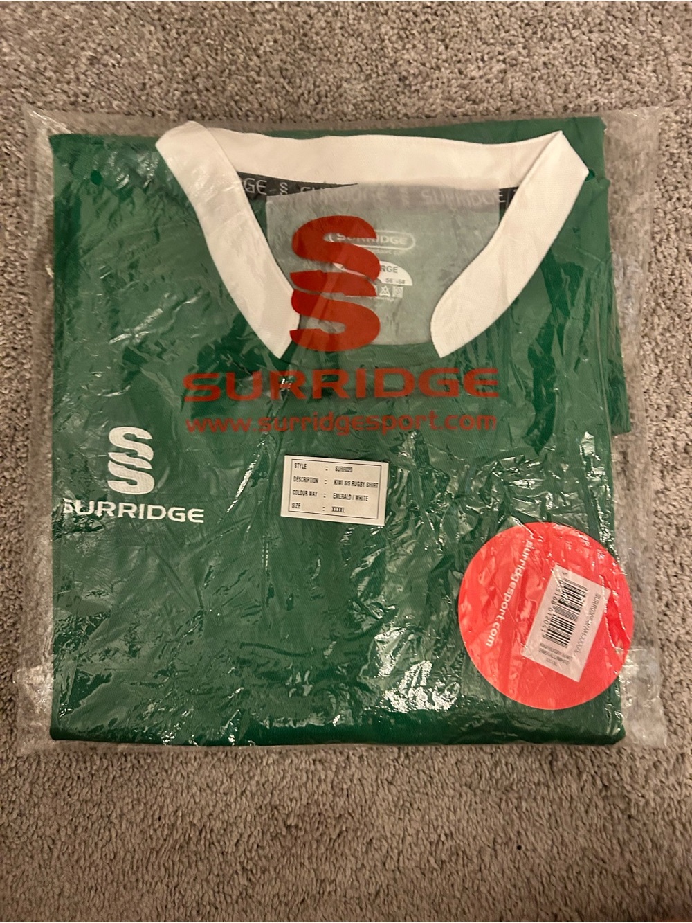 Men's Green Rugby Shirt with White Collar